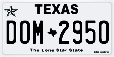 TX license plate DOM2950