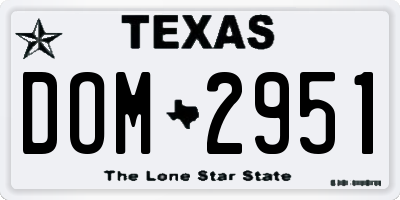 TX license plate DOM2951