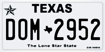 TX license plate DOM2952