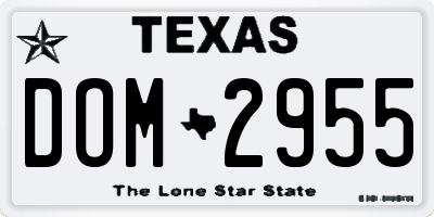 TX license plate DOM2955