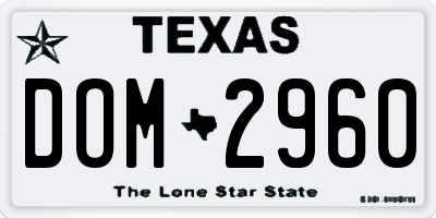 TX license plate DOM2960