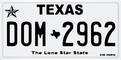 TX license plate DOM2962