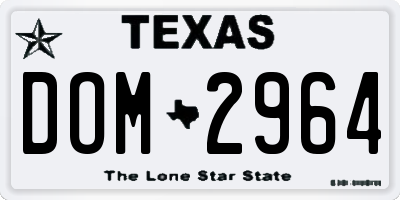 TX license plate DOM2964
