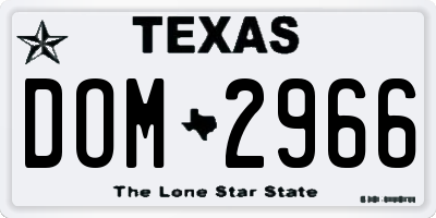 TX license plate DOM2966
