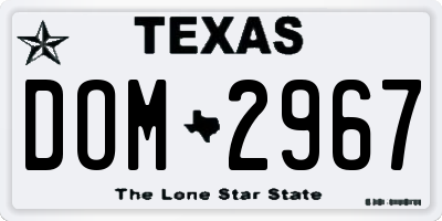 TX license plate DOM2967