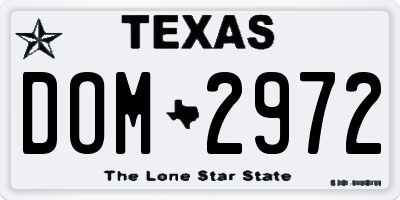 TX license plate DOM2972
