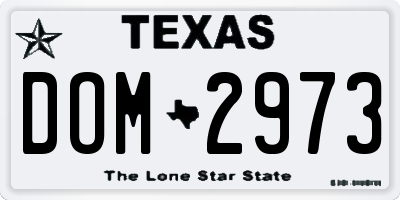 TX license plate DOM2973