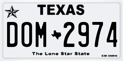 TX license plate DOM2974