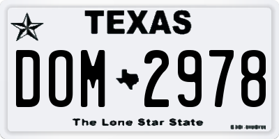 TX license plate DOM2978