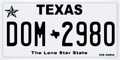 TX license plate DOM2980
