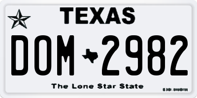 TX license plate DOM2982