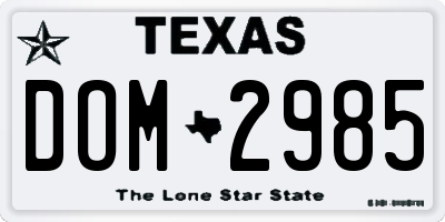 TX license plate DOM2985