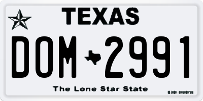 TX license plate DOM2991
