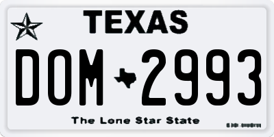 TX license plate DOM2993