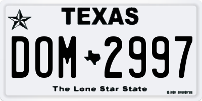 TX license plate DOM2997