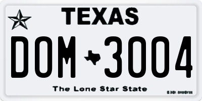 TX license plate DOM3004