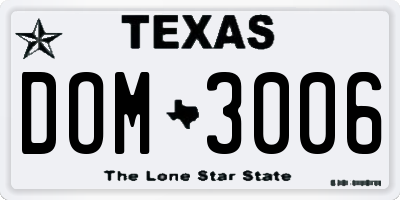 TX license plate DOM3006