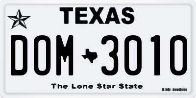TX license plate DOM3010