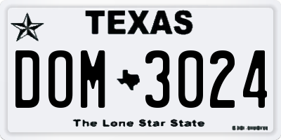 TX license plate DOM3024