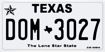 TX license plate DOM3027