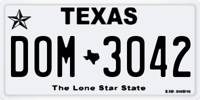 TX license plate DOM3042