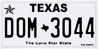 TX license plate DOM3044