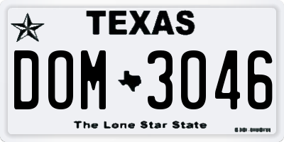 TX license plate DOM3046