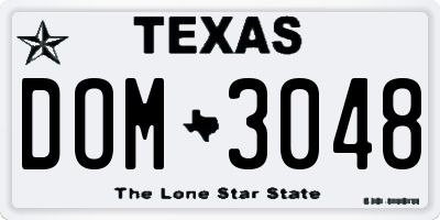 TX license plate DOM3048