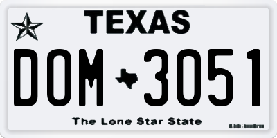 TX license plate DOM3051