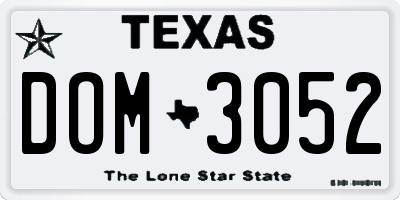 TX license plate DOM3052