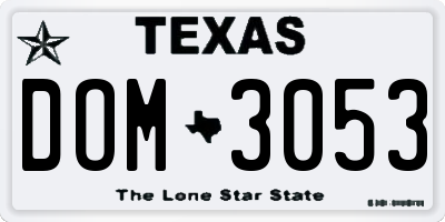 TX license plate DOM3053