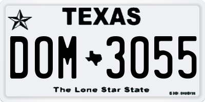TX license plate DOM3055