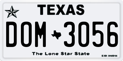 TX license plate DOM3056