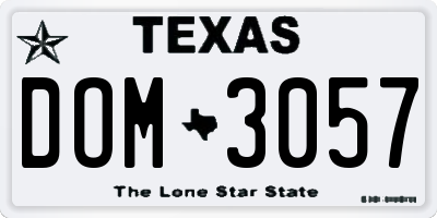 TX license plate DOM3057