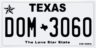 TX license plate DOM3060