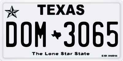 TX license plate DOM3065