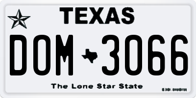 TX license plate DOM3066