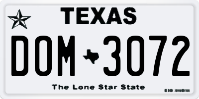 TX license plate DOM3072