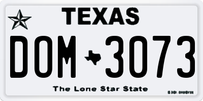 TX license plate DOM3073