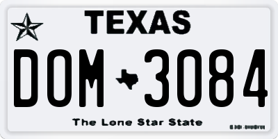 TX license plate DOM3084