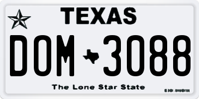 TX license plate DOM3088