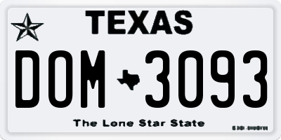 TX license plate DOM3093