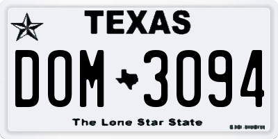 TX license plate DOM3094