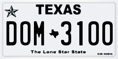 TX license plate DOM3100