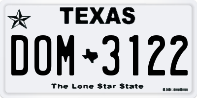 TX license plate DOM3122