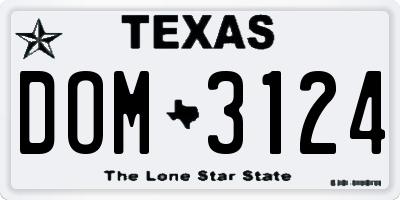 TX license plate DOM3124