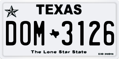 TX license plate DOM3126