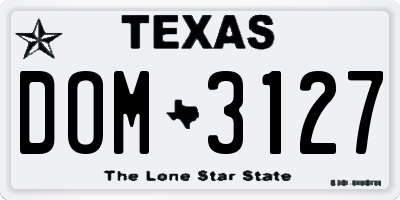 TX license plate DOM3127