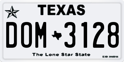 TX license plate DOM3128