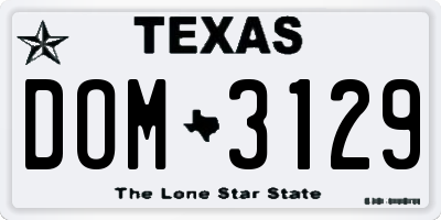 TX license plate DOM3129